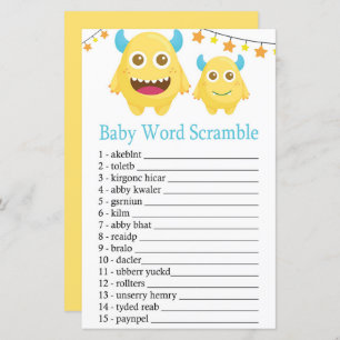 Yellow Monster Baby word scramble game