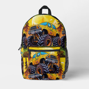 Yellow Monster Truck Printed Backpack