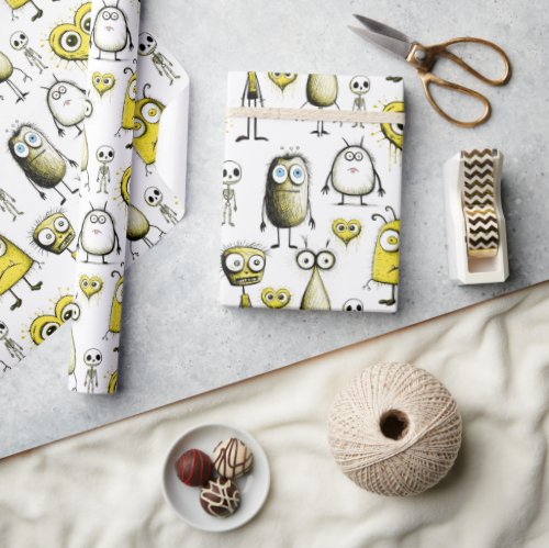 Yellow Monsters Wrapping Paper