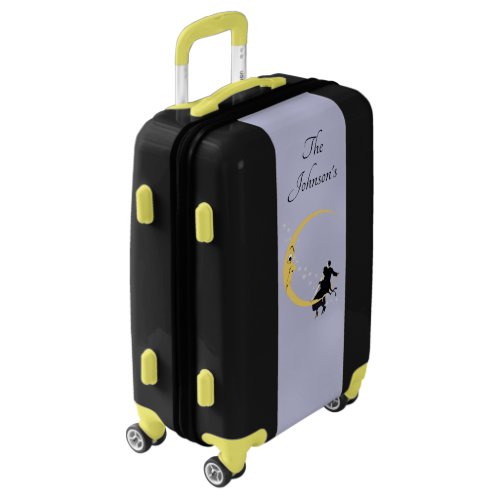 Yellow Moon Angry Face Loving Couple Stars Blue Luggage