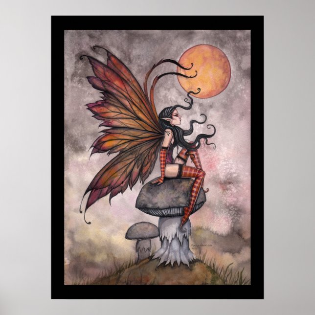 Yellow Moon  Autumn Fairy Poster Print (Front)