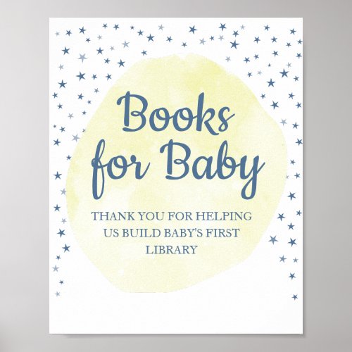 Yellow Moon Blue Stars Books for Baby Poster