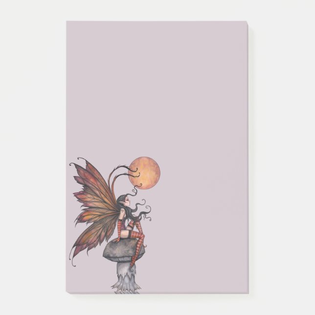 Yellow Moon of Autumn Fairy Fantasy Art Post-it Notes (Front)