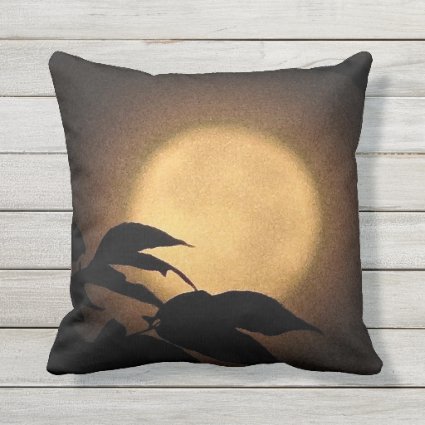 Yellow Moon on Brown and Black Outdoor Pillow