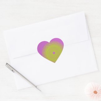 yellow moon purple abstract heart sticker