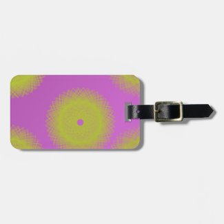yellow moon purple abstract luggage tag