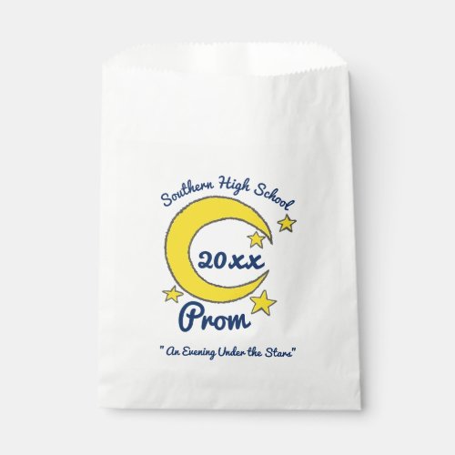 Yellow Moon Stars Night Sky Prom Gala Dance Favor Bag