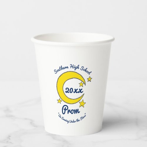 Yellow Moon Stars Night Sky Prom Gala Dance Paper Cups