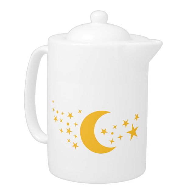Yellow moon stars teapot (Left)
