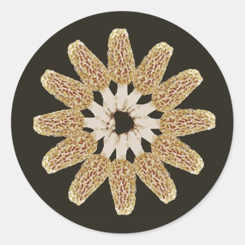 Yellow Morel Mandala Sticker Morchella esculenta