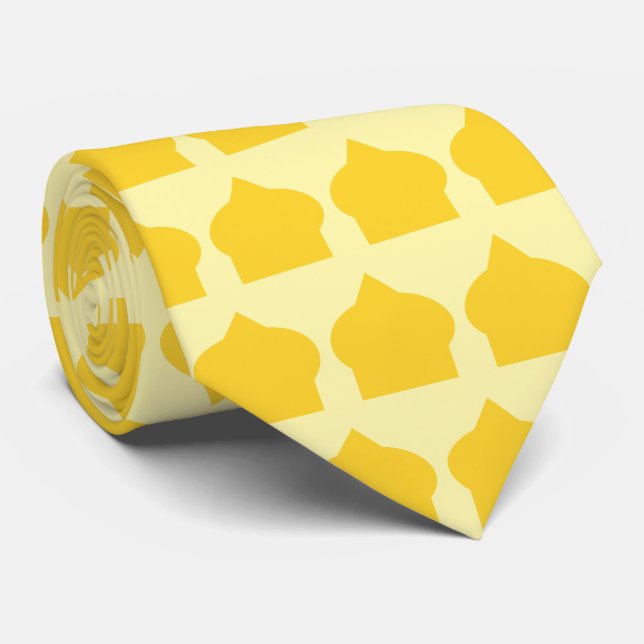 Yellow Moroccan Pattern Design Neck Tie (Rolled)