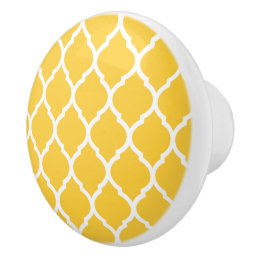 Yellow Moroccan Quatrefoil Ceramic Knob