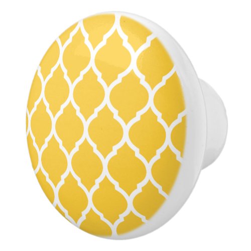 Yellow Moroccan Quatrefoil Ceramic Knob