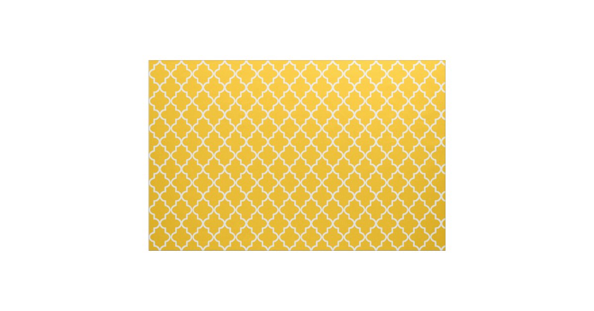 Yellow Moroccan Quatrefoil Fabric | Zazzle