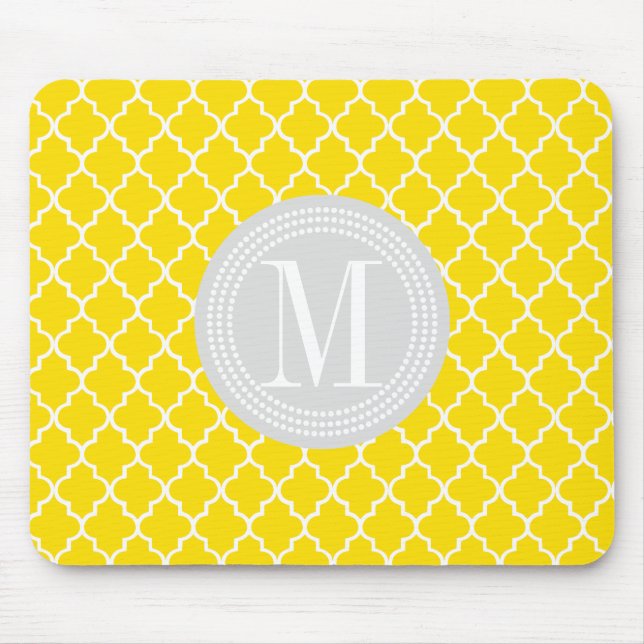 Yellow Moroccan Tiles Lattice Personalized Mouse Pad (Front)