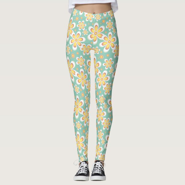 yellow motif flower leggings (Front)