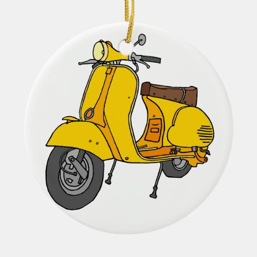 Yellow Motor Scooter Ceramic Ornament