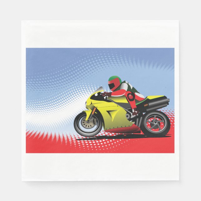 Yellow Motorcycle Paper Napkins (Front)