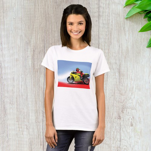 Yellow Motorcycle Womens T_Shirt