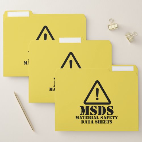 Yellow MSDS Material Safety Data Sheets File Folder