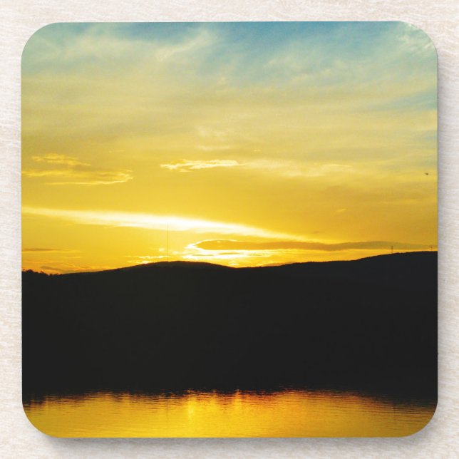 Yellow Mt Lake Sunset Beverage Coaster (Front)