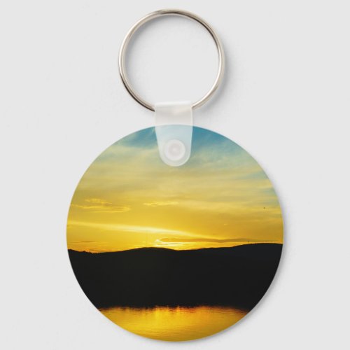 Yellow Mt Lake Sunset Keychain