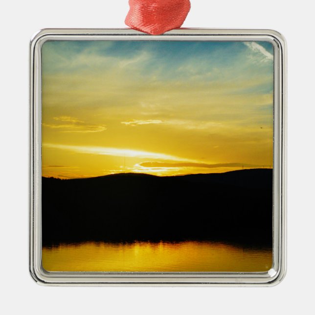 Yellow Mt Lake Sunset Metal Ornament (Front)