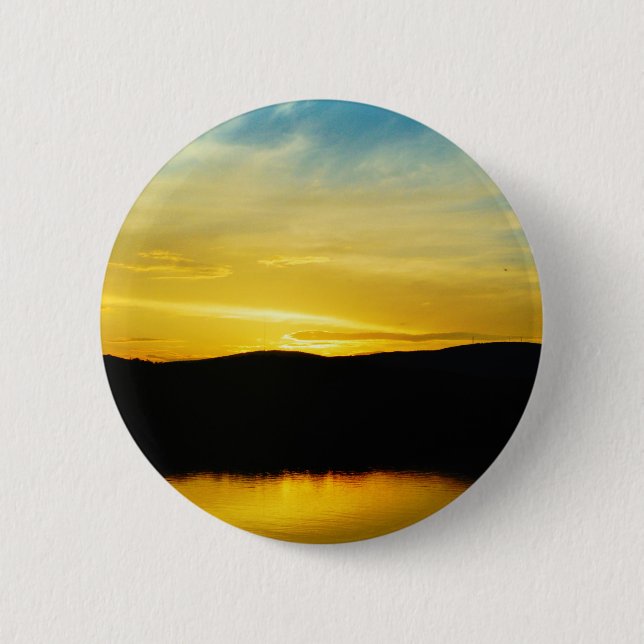 Yellow Mt Lake Sunset Pinback Button (Front)