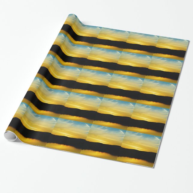 Yellow Mt Lake Sunset Wrapping Paper (Unrolled)