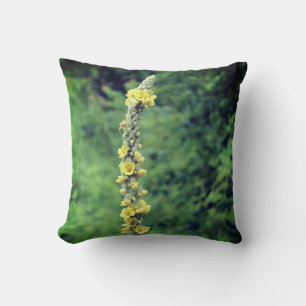 Yellow Mullein Wildflower Throw Pillow
