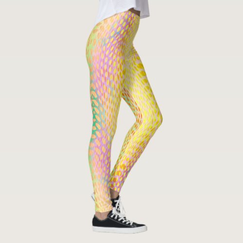 Yellow Multi Colored Python Snake Print Womens Leggings