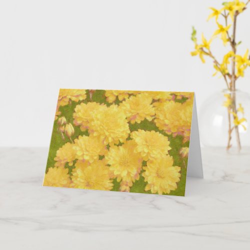 Yellow Mum Flowers Fall Autumn Art Note Card