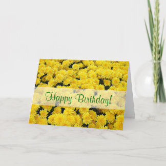 Yellow Mums Happy Birthday Card