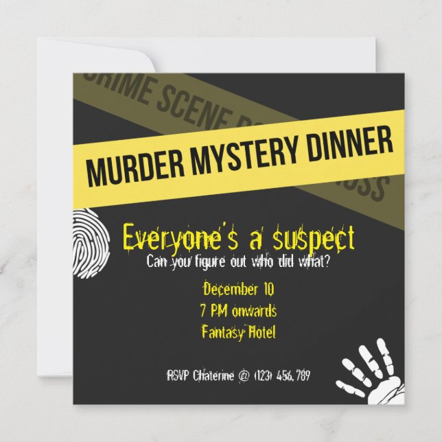 Yellow Murder Mystery Invitation (Front)