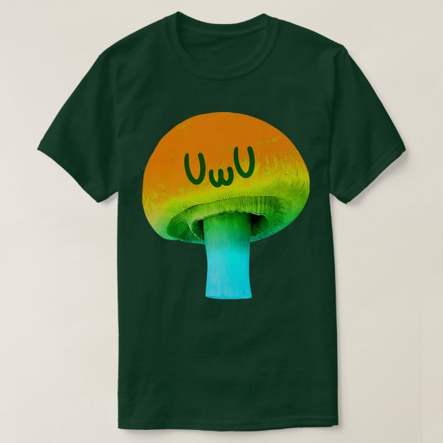 Yellow Mushroom  Anime UWU Face  Trippy Psychedeli T-Shirt (Design Front)