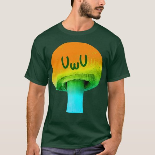 Yellow Mushroom  Anime UWU Face  Trippy Psychedeli T_Shirt