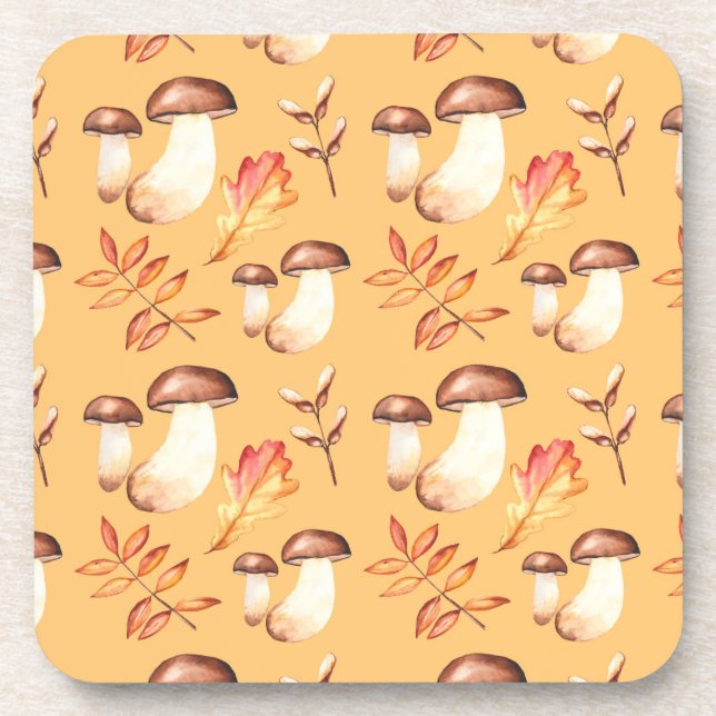 Yellow Mushroom Garden Beverage Coaster (Front)