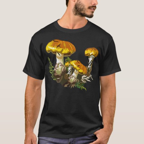 Yellow Mushroom with Green Grass T_Shirt