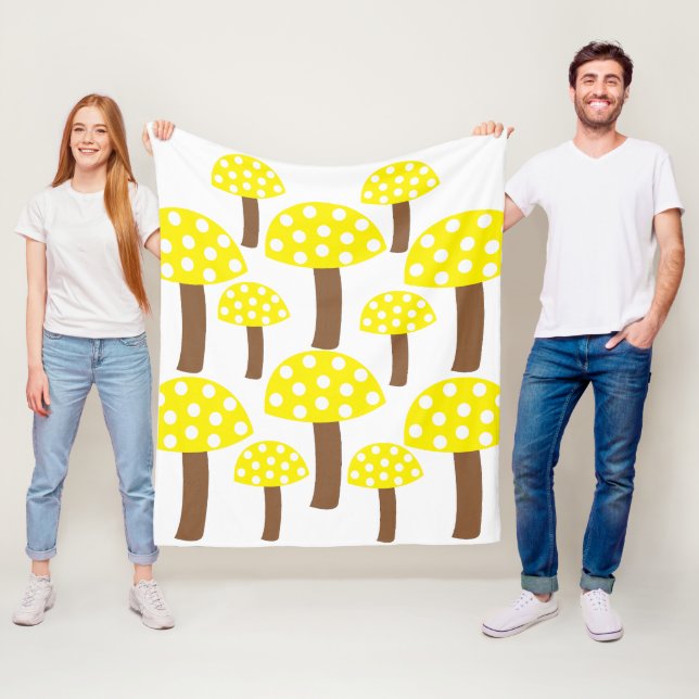 Yellow Mushrooms  Fleece Blanket (In Situ)
