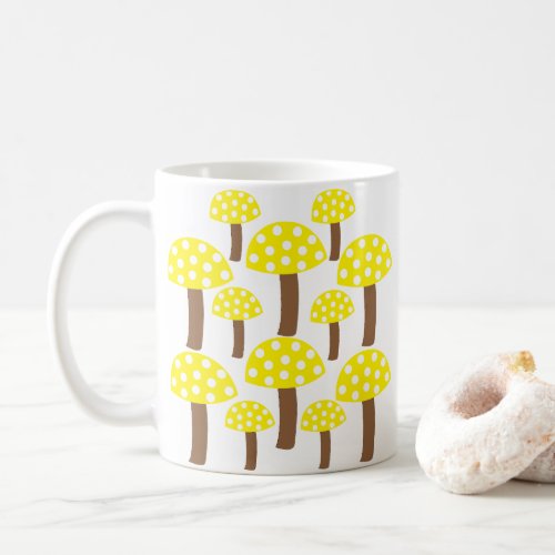 Yellow Mushrooms Pattern Coffee Mug