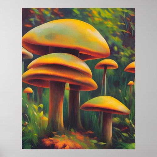 Yellow Mushrooms Poster
