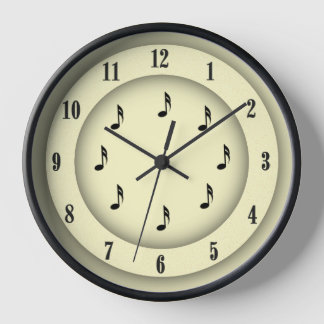 Yellow Music Notes with Roman Numerals Clock