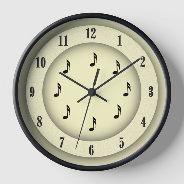 Yellow Music Notes with Roman Numerals Clock (Front)