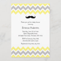 Yellow Mustache Baby Shower Invites