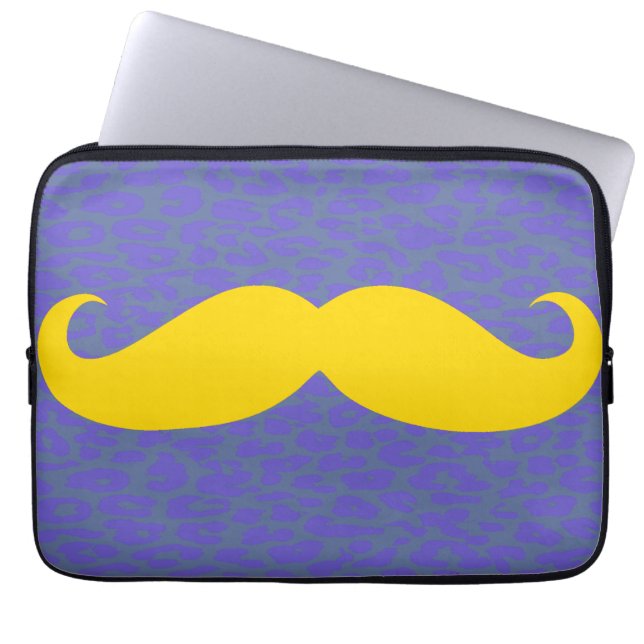 Yellow Mustache Laptop Sleeve (Front)