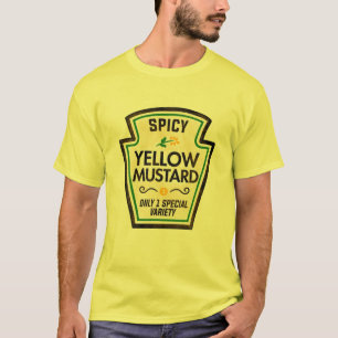 Yellow Mustard Bottle Label Halloween Matching Cos T-Shirt