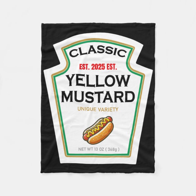 Yellow Mustard Diy Costume Matching Couples Groups Fleece Blanket (Front)