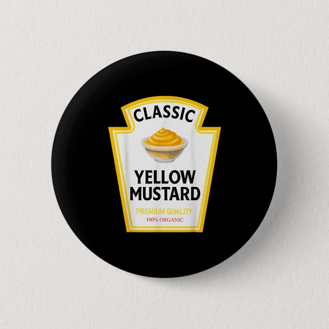 Yellow Mustard Funny Condiment Costume Party Match Button (Front)
