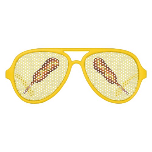 Yellow Mustard Hot Corn Dog Corndog Carnival Food Aviator Sunglasses