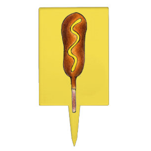 Yellow Mustard Hot Corn Dog Corndog Carnival Food Cake Topper